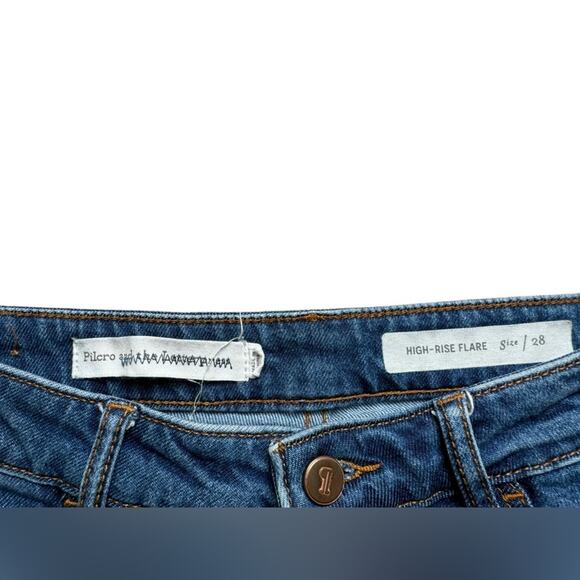 Pilcro cropped high rise flare jeans blue denim size women’s 28 - Picture 3 of 7